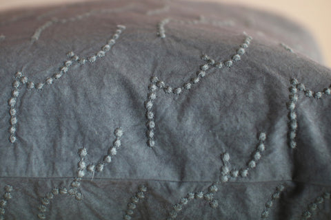 Embroidered Cotton Cushion Cover (Grey) 50 x 50cm