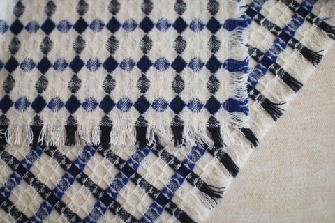 Woven Wool Square Cloth/Scarf {Ohajiki - Blue} (10% OFF)