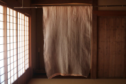 Persimmon Tannin Kakishibu Dyed Large Cotton Linen Scarf