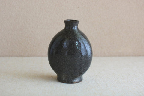 Flat Round Dark Grey Vase