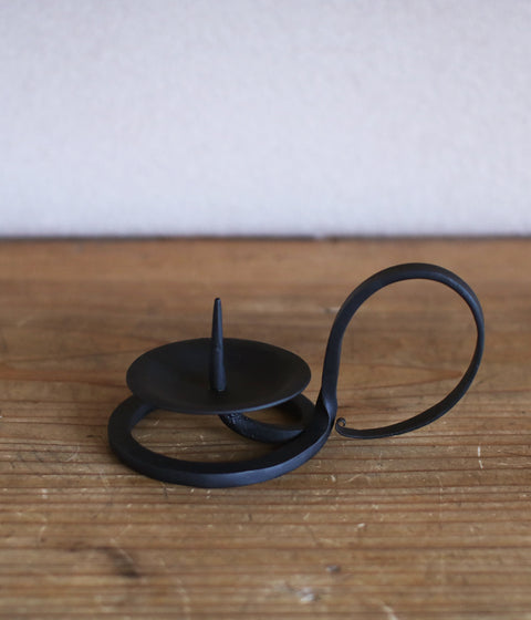 Hand-forged Iron Candle Holder with Round Handle {Large}