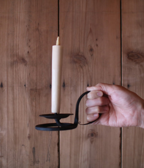 Hand-forged Iron Candle Holder with Round Handle {Large}
