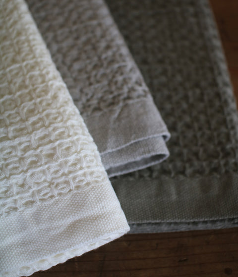 Waffle Cotton Linen Towels {Khaki}