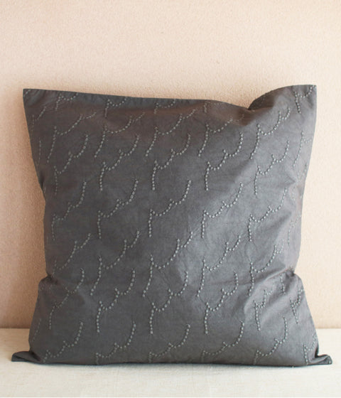 Embroidered Cotton Cushion Cover (Grey) 50 x 50cm