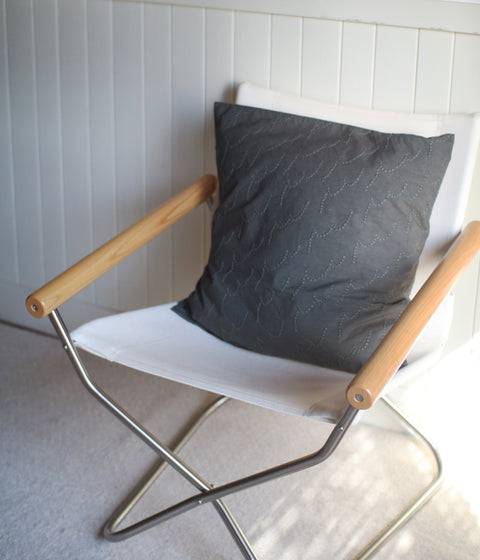 Embroidered Cotton Cushion Cover (Grey) 50 x 50cm