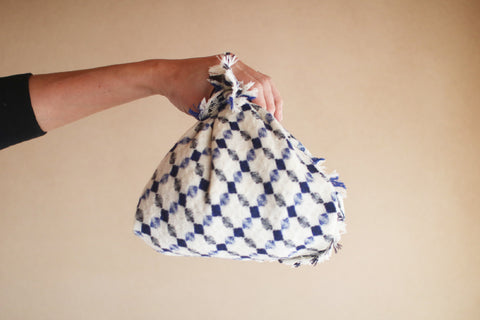 Woven Wool Square Cloth/Scarf {Ohajiki - Blue} (10% OFF)