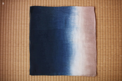 Natural Indigo Dyed Cotton Gauze Scarf {Aizome + Kakishibu Ripple}