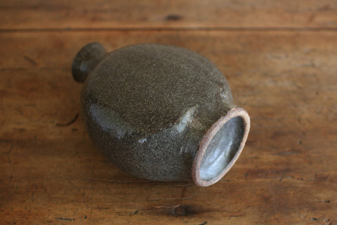 Flat Round Dark Grey Vase