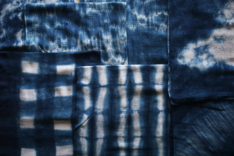 Aizome Natural Indigo Dyed Cotton Gauze Scarf {Grid Check}