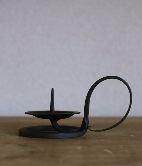 Hand-forged Iron Candle Holder with Round Handle {Large}