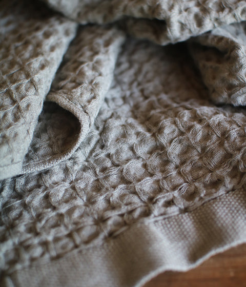 Waffle Cotton Linen Towels {Khaki}