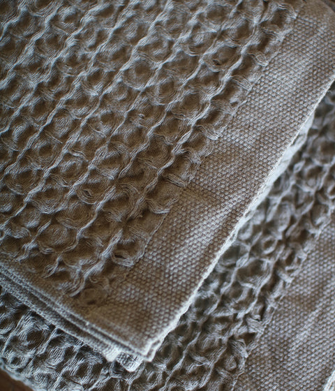 Waffle Cotton Linen Towels {Khaki}
