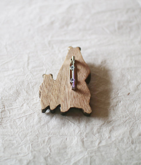 KIYATA Hand-Carved Bear Brooch