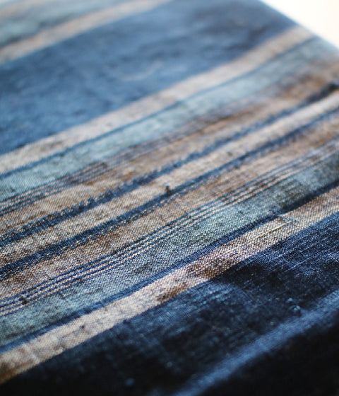 [Vintage] Striped Indigo Cotton Vintage Fabric